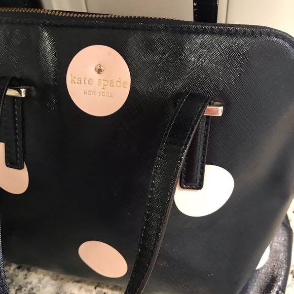 kate spade Handbags - Kate spade polka dot hand bag navy light pink